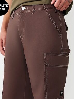 True Religion Black Cargo Pants with White Contrast Stitching